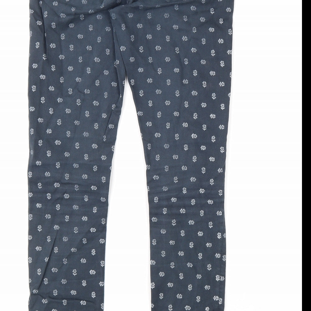 Jack Wills Womens Blue Floral Cotton Skinny Jeans Size 30 in L30 in Regular Zip