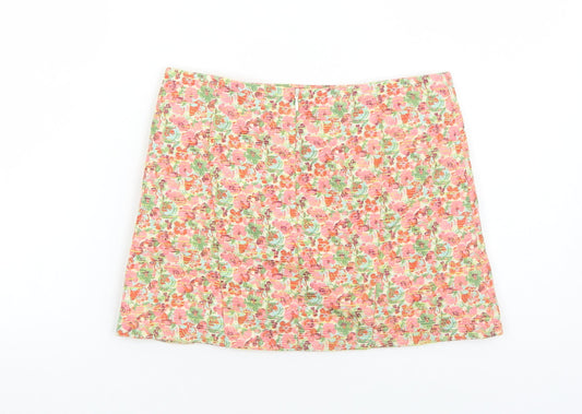 Topshop Womens Multicoloured Floral Polyester Mini Skirt Size 6 Zip