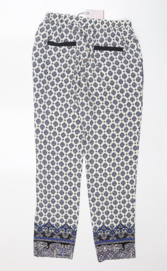 Individual Womens Beige Paisley Polyester Trousers Size 10 Regular