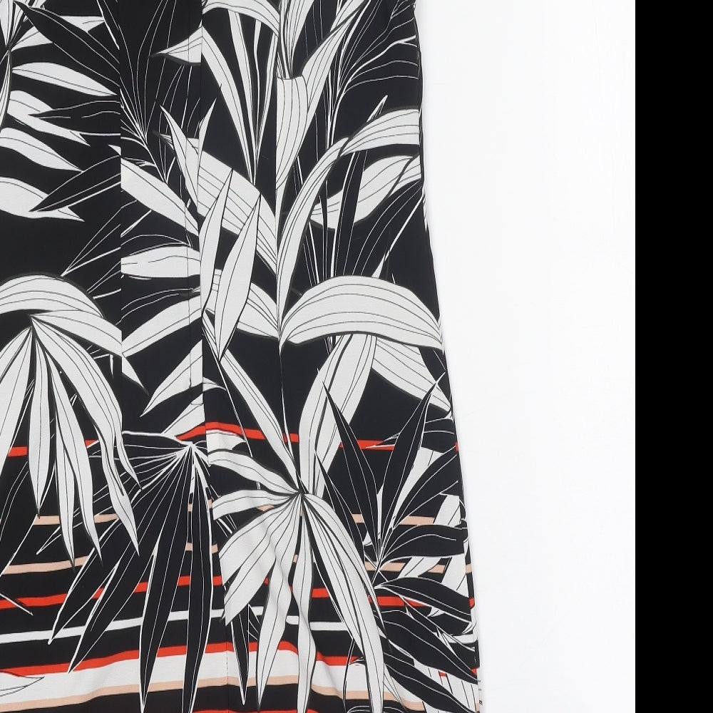 Billie & Blossom Womens Black Geometric Polyester Shift Size 10 Boat Neck Zip - Leaf Pattern