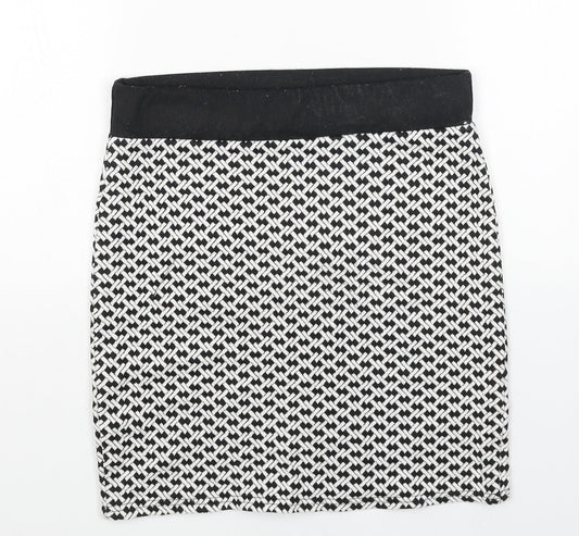 River Island Womens White Geometric Cotton Straight & Pencil Skirt Size 10
