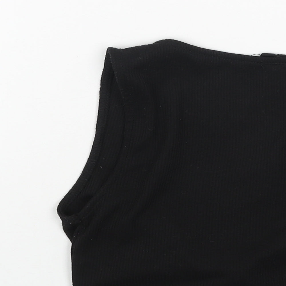 Urban Outfitters Womens Black Cotton Cropped Tank Size S V-Neck - Tie Front