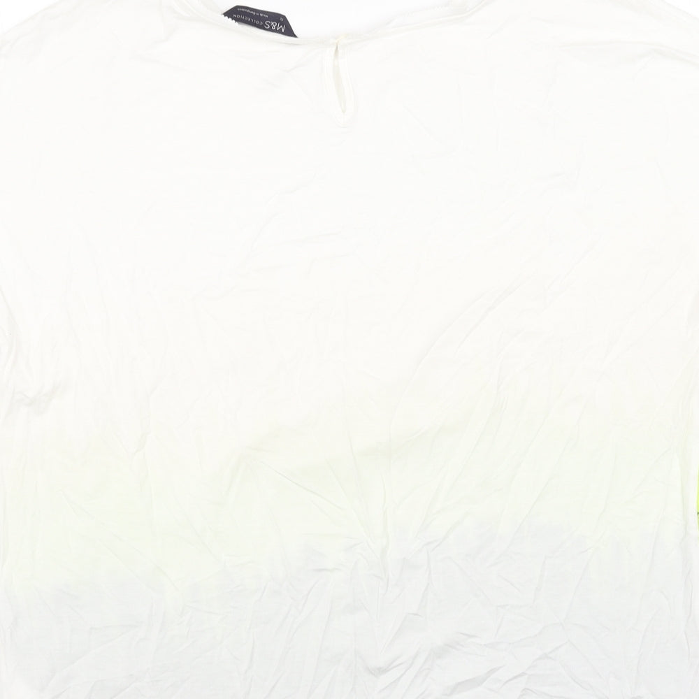 Marks and Spencer Womens Multicoloured Colourblock Polyester Basic T-Shirt Size 12 Boat Neck