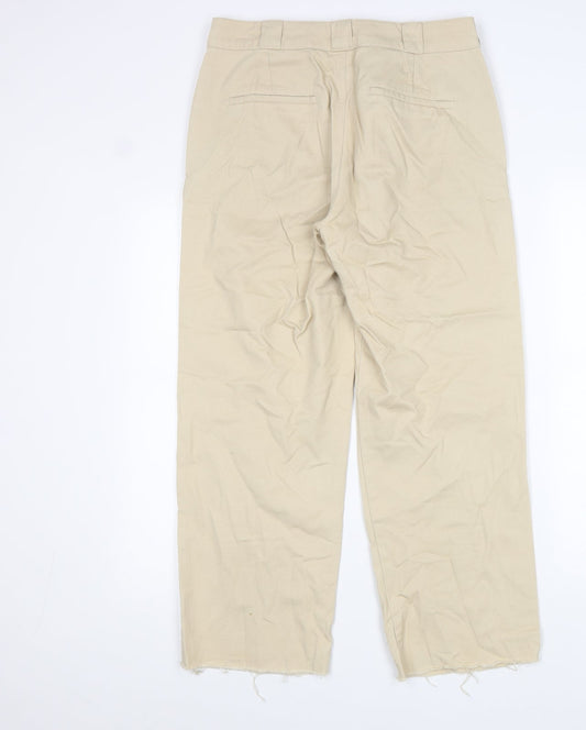 Topshop Womens Beige Cotton Chino Trousers Size 12 L26 in Regular Zip