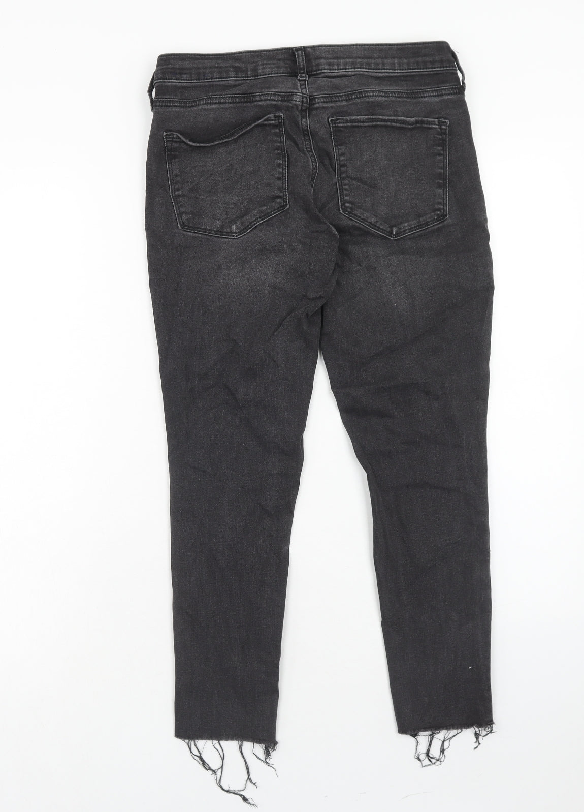 Gap Womens Black Cotton Skinny Jeans Size 28 Regular Zip - Distressed Hems