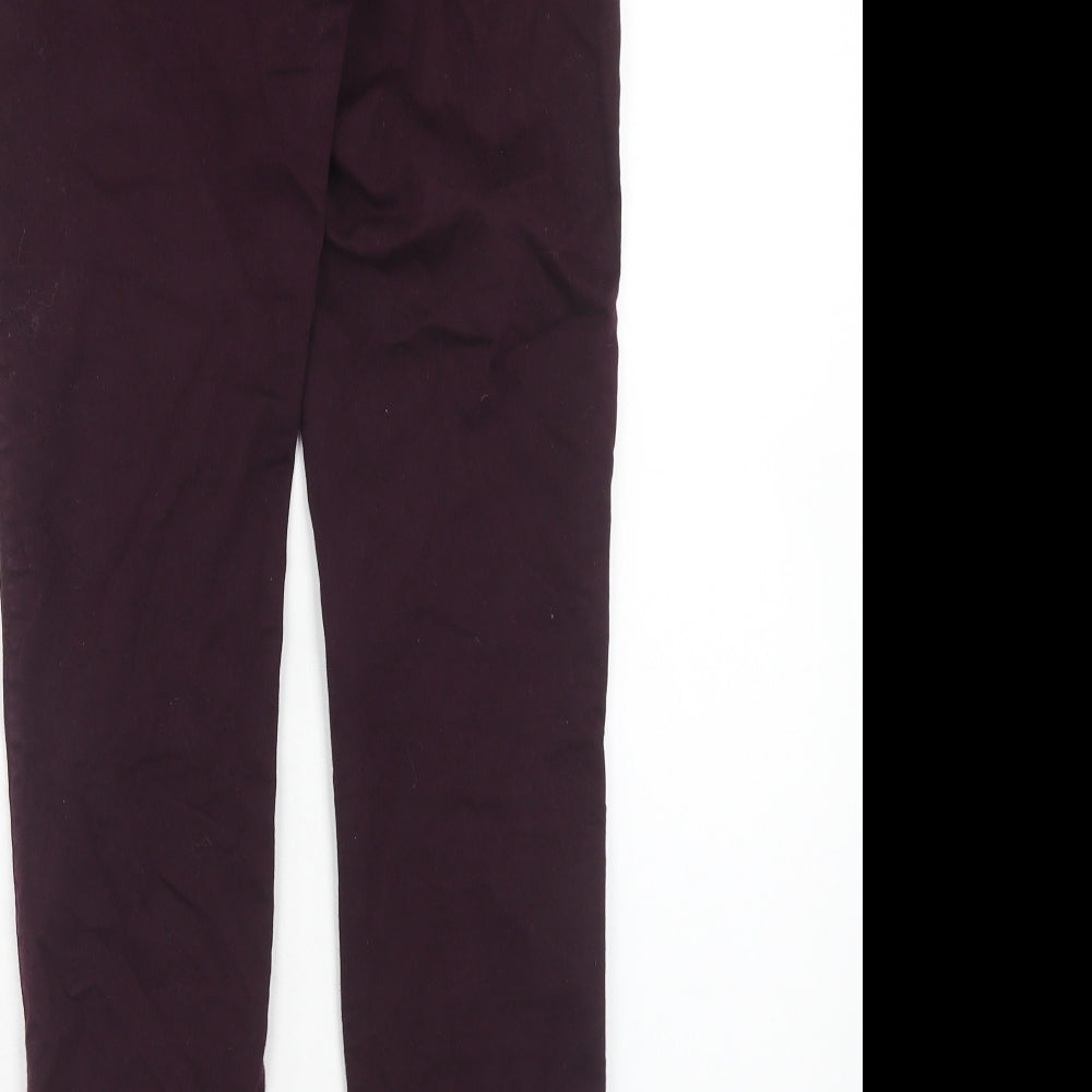 F&F Womens Purple Cotton Skinny Jeans Size 10 Regular Zip