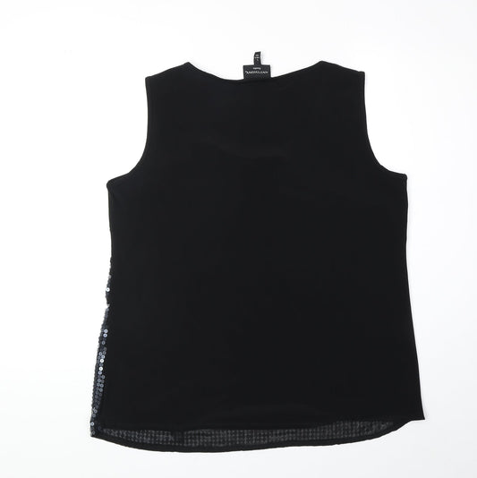 Antthony Womens Black Polyester Basic Tank Size L Scoop Neck