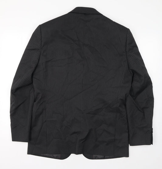 NEXT Mens Black Striped Polyester Jacket Suit Jacket Size 40 Regular