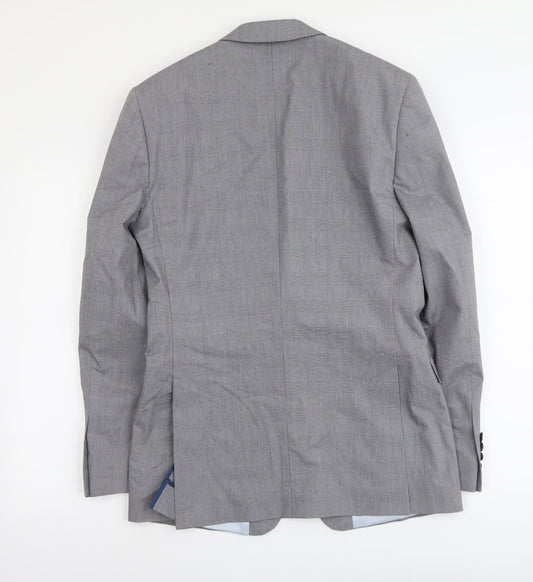 French Connection Mens Grey Plaid Polyester Jacket Suit Jacket Size M Regular