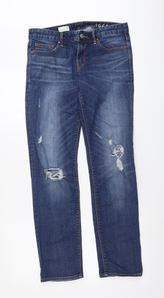 Gap Womens Blue Cotton Straight Jeans Size 28 in L31 in Regular Button