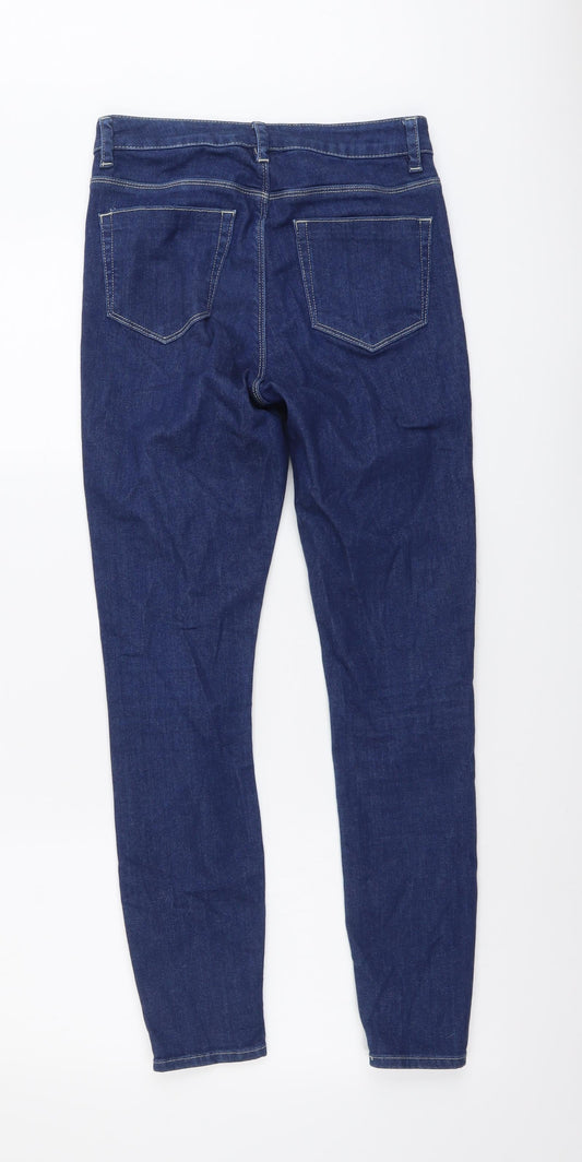 ASOS Womens Blue Herringbone Cotton Tapered Jeans Size 28 in L30 in Regular Button