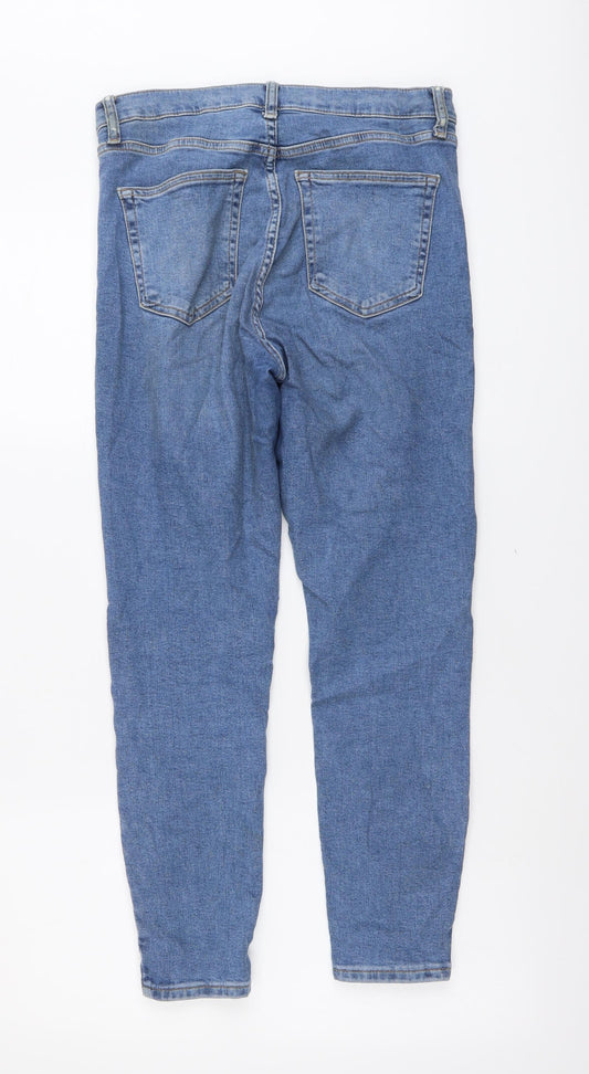 Topshop Womens Blue Cotton Skinny Jeans Size 30 in L25 in Regular Button