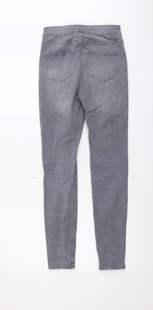 New Look Womens Grey Cotton Skinny Jeans Size 8 L28 in Regular Button