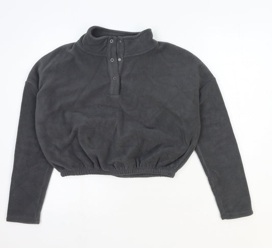 Preworn Womens Grey Polyester Pullover Sweatshirt Size XS Snap - Cropped