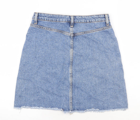 Denim & Co. Womens Blue Cotton Straight & Pencil Skirt Size 10 Zip