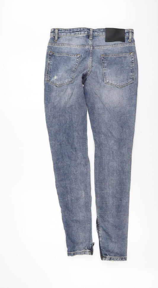 Criminal Damage Mens Blue Cotton Skinny Jeans Size 28 in L33 in Regular Button