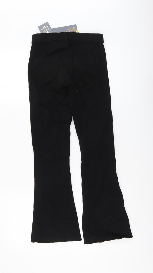 Daxi Womens Black Cotton Flared Jeans Size M L25 in Regular Button