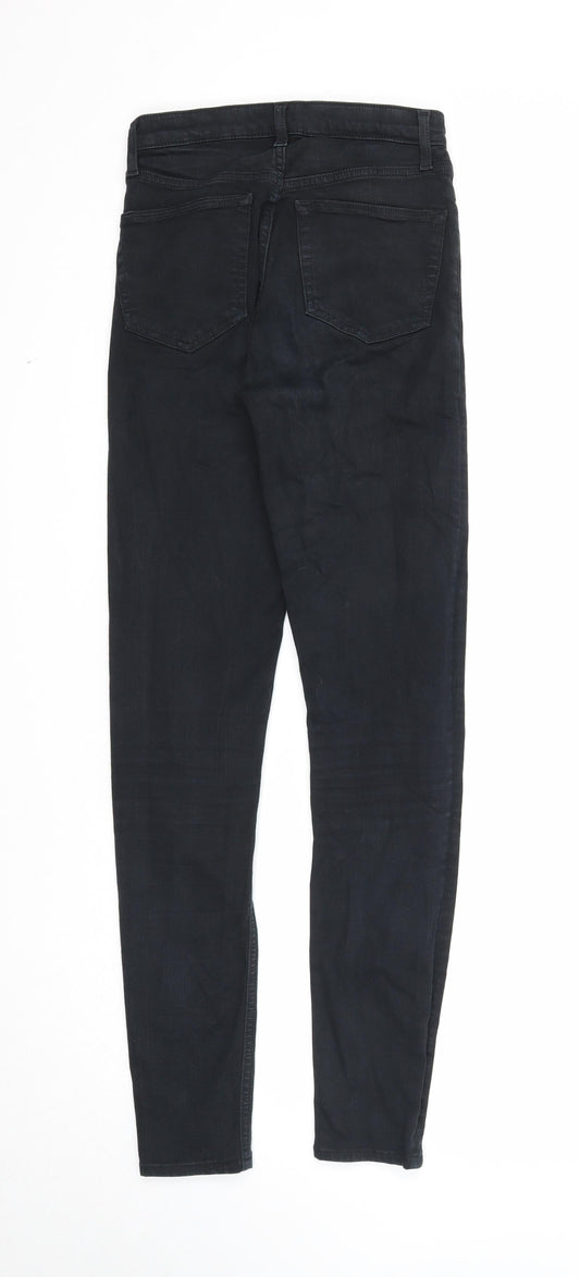 Topshop Womens Black Cotton Skinny Jeans Size 26 in Regular Zip