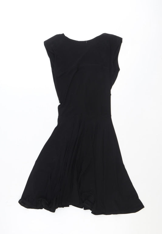 Preworn Womens Black Polyester A-Line Size 8 V-Neck Pullover