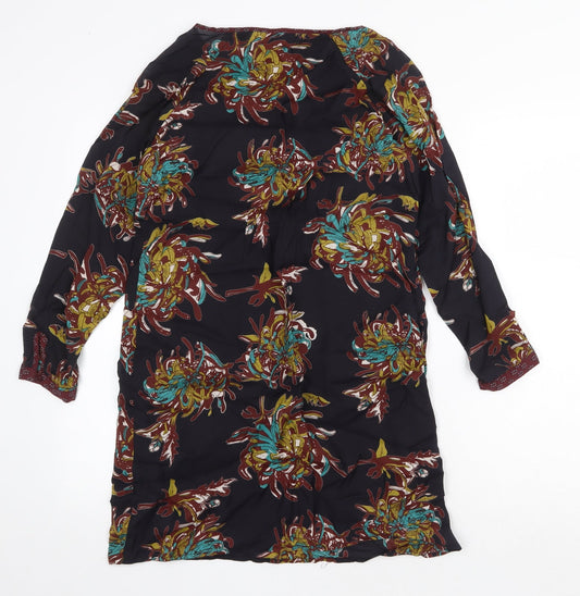 Individual Womens Black Geometric Viscose Shift Size M Round Neck Button