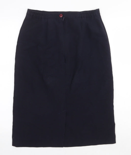 Preworn Womens Blue Polyester Straight & Pencil Skirt Size 30 in Zip