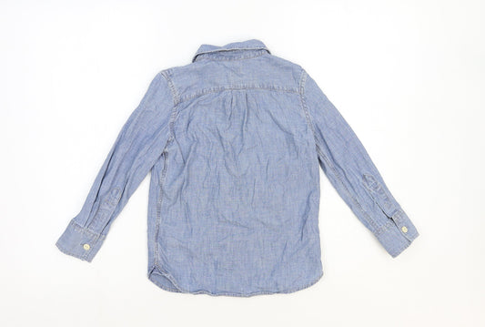 Gap Boys Blue Cotton Basic Button-Up Size XS Collared Button