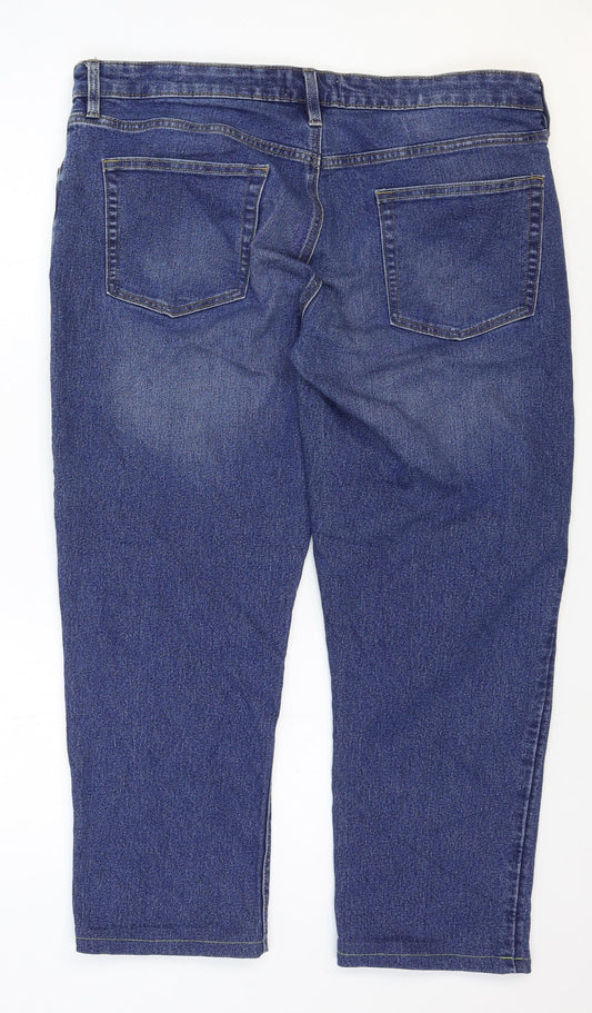Easy Denim Womens Blue Cotton Straight Jeans Size 40 in Regular Zip