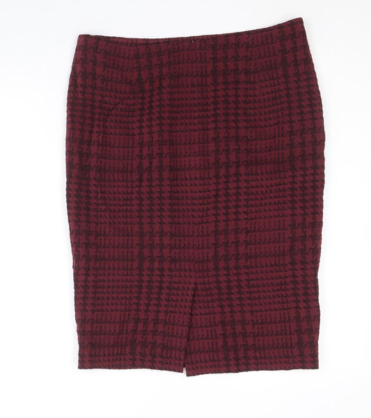 Planet Womens Red Geometric Viscose Straight & Pencil Skirt Size 10 Zip
