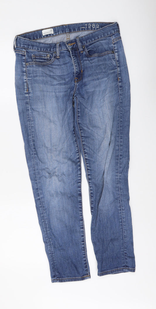 Gap Womens Blue Cotton Straight Jeans Size 26 in L27 in Regular Button