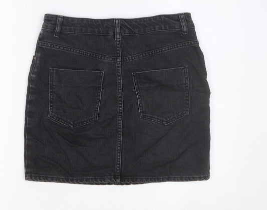 ASOS Womens Black Cotton Straight & Pencil Skirt Size 10 Button