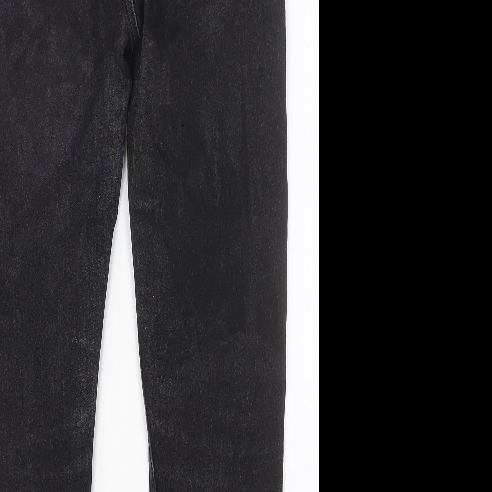 Marks and Spencer Womens Black Cotton Skinny Jeans Size 12 Slim Button