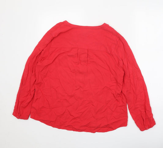 Gap Womens Red Viscose Basic Blouse Size L V-Neck