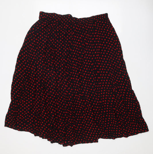 Preworn Womens Black Polka Dot Polyester Swing Skirt Size 36 in