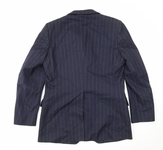 C&A Mens Blue Striped Wool Jacket Suit Jacket Size 40 Regular