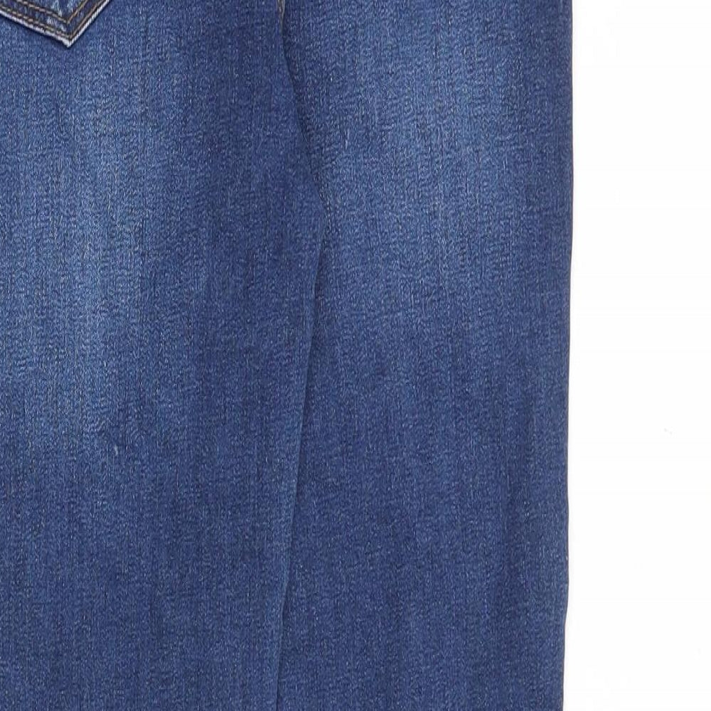 Denim & Co. Girls Blue Cotton Skinny Jeans Size 10-11 Years Slim Zip