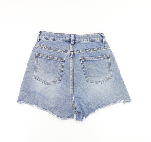 Style Lab Womens Blue Cotton Boyfriend Shorts Size S Regular Zip