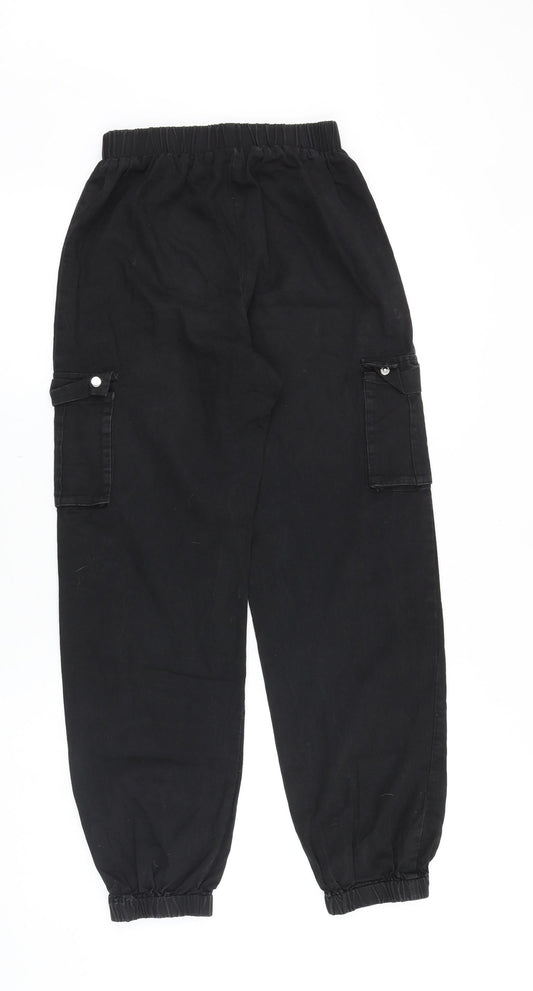 PRETTYLITTLETHING Womens Black Cotton Tapered Jeans Size 4 Regular