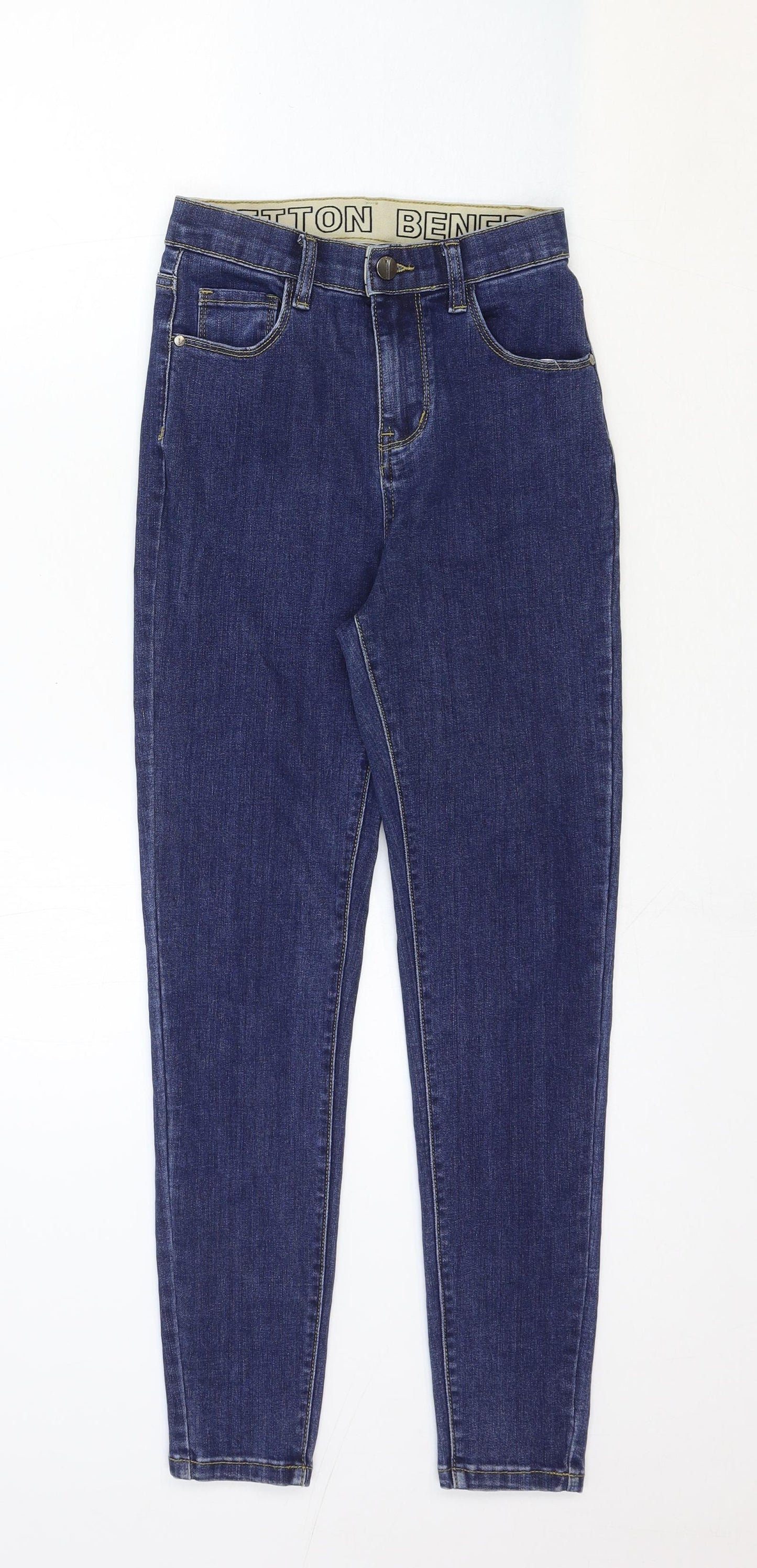 Benetton Womens Blue Cotton Skinny Jeans Size 26 in Regular Zip