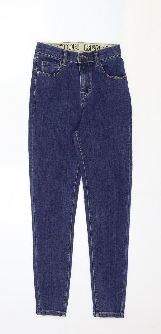 Benetton Womens Blue Cotton Skinny Jeans Size 26 in Regular Zip