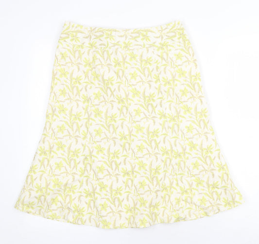Gap Womens Yellow Floral Cotton Swing Skirt Size 8 Zip