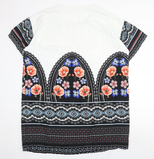JUNAROSE Womens Multicoloured Geometric Polyester Shift Size 20 Round Neck Pullover