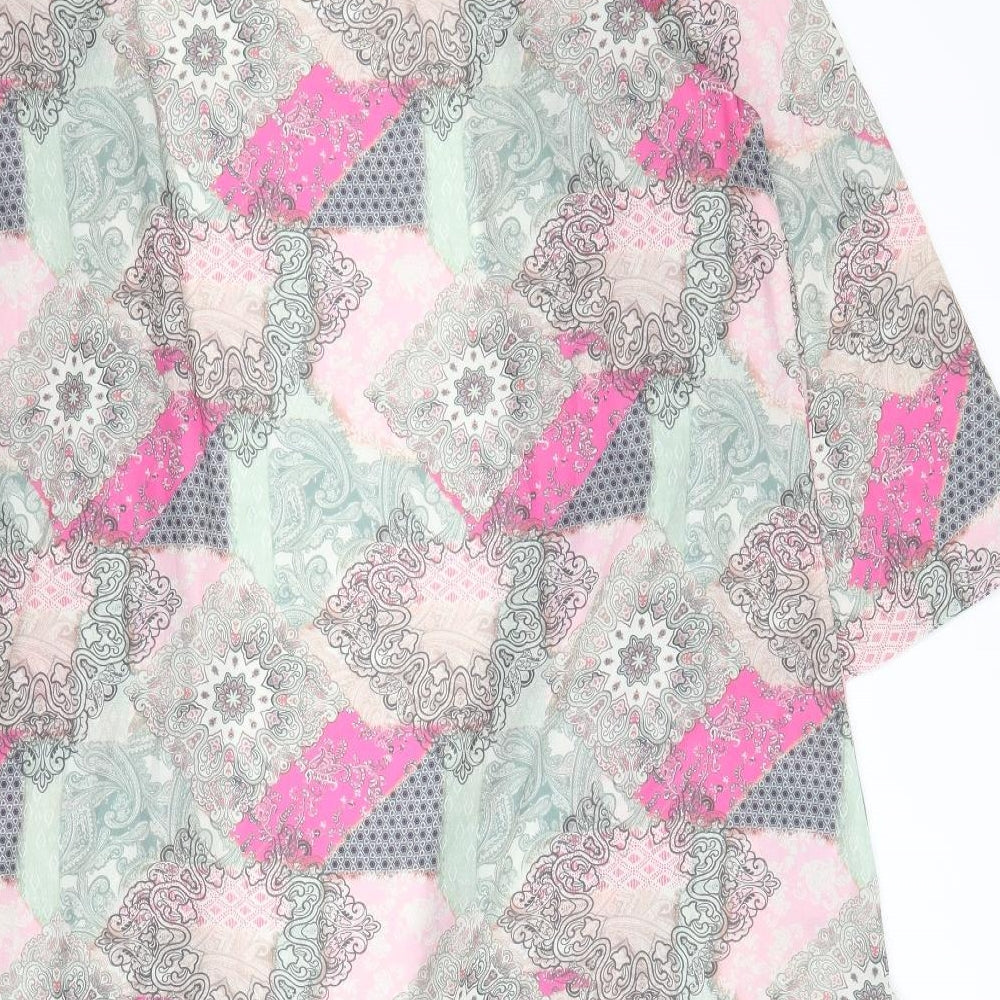 Evans Womens Multicoloured Geometric Polyester Kimono Blouse Size 14 V-Neck - Size 14-16
