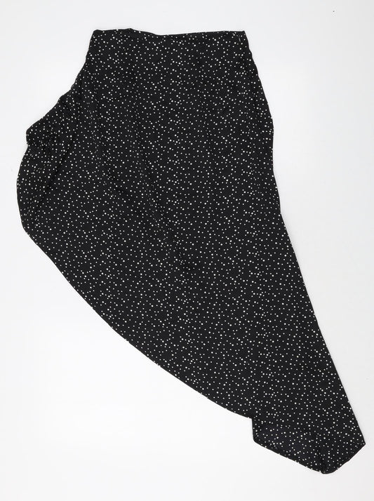 PRETTYLITTLETHING Womens Black Polka Dot Polyester Peasant Skirt Size 6 Zip