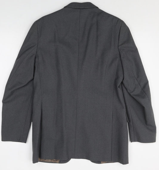 Preworn Mens Grey Polyester Jacket Suit Jacket Size 40 Regular