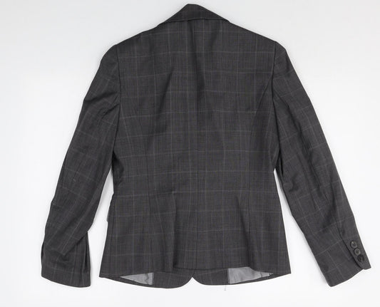 Planet Womens Grey Plaid Wool Jacket Blazer Size 8