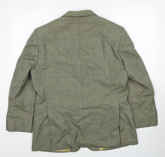 Wellington Mens Green Plaid Polyester Jacket Suit Jacket Size 40 Regular