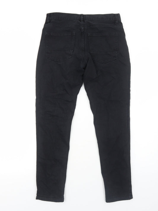 NEXT Mens Black Cotton Skinny Jeans Size S Regular Zip