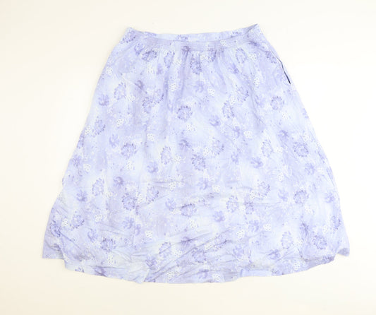 Country Collection Womens Blue Floral Polyester Swing Skirt Size 18