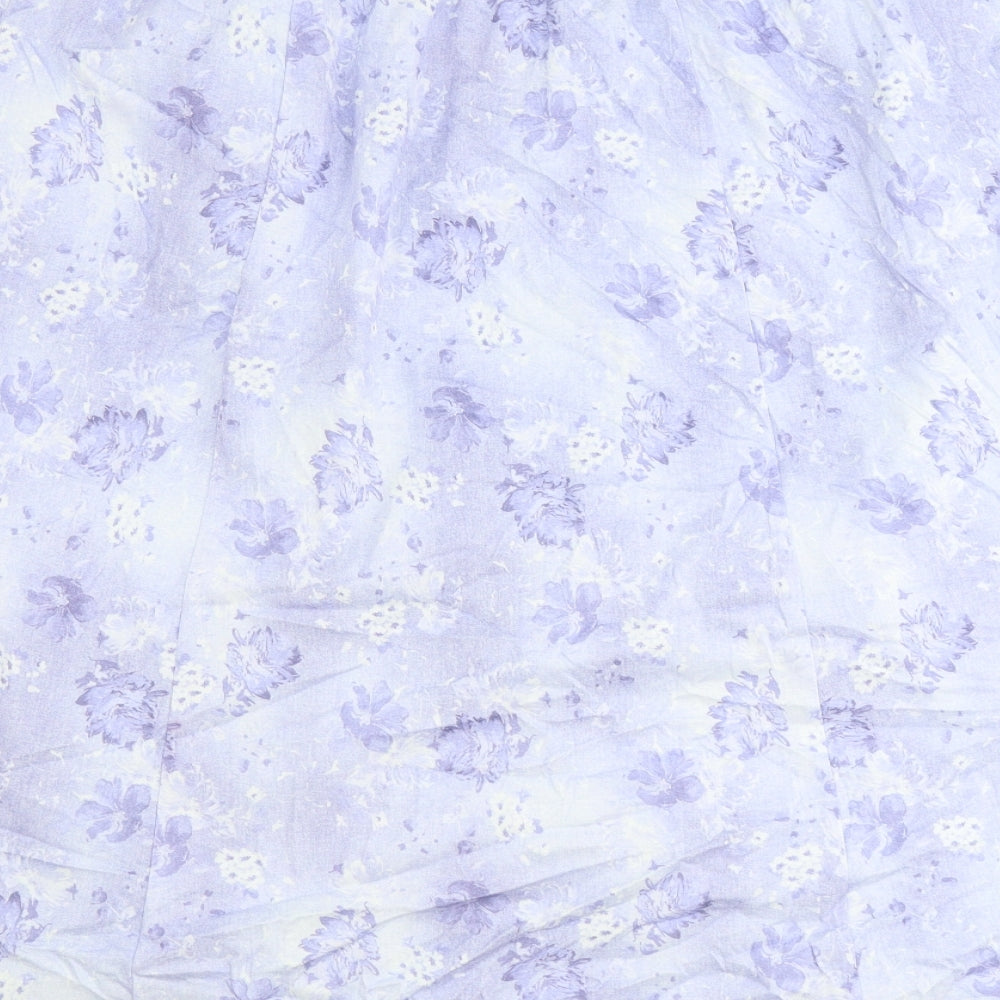 Country Collection Womens Blue Floral Polyester Swing Skirt Size 18
