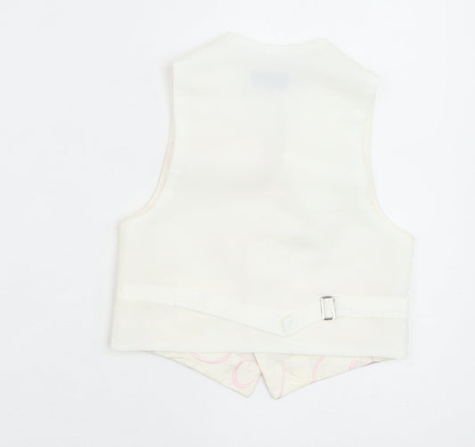 Pronuptia Boys Ivory Geometric Jacket Waistcoat Size 3-4 Years Button - Textured